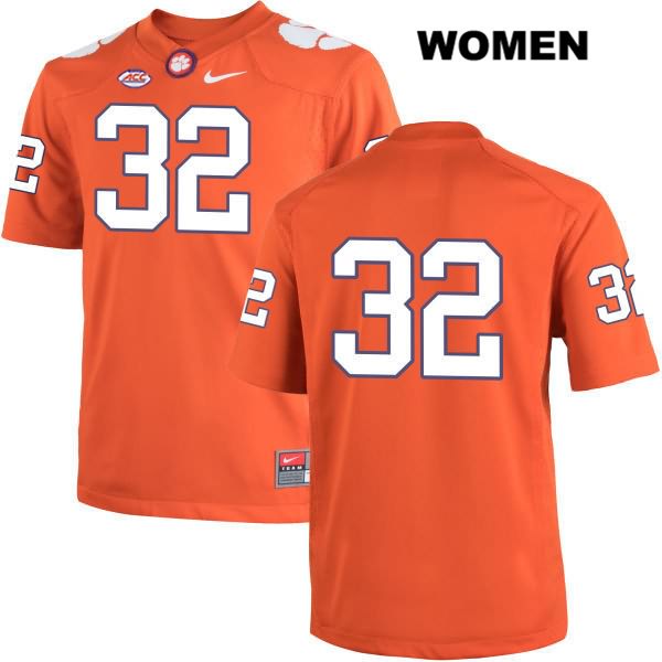 Women's Clemson Tigers #32 Kyle Cote Stitched Orange Authentic Nike No Name NCAA College Football Jersey BTR7746MW